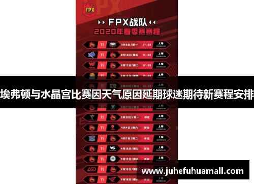 埃弗顿与水晶宫比赛因天气原因延期球迷期待新赛程安排